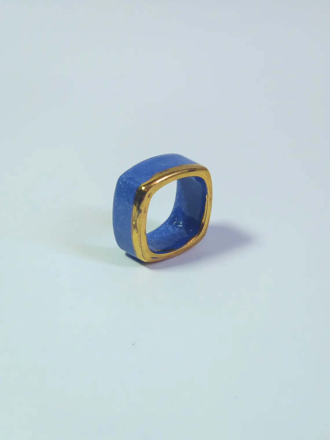 Anillo porcelana cuadrado azul talla 20 2