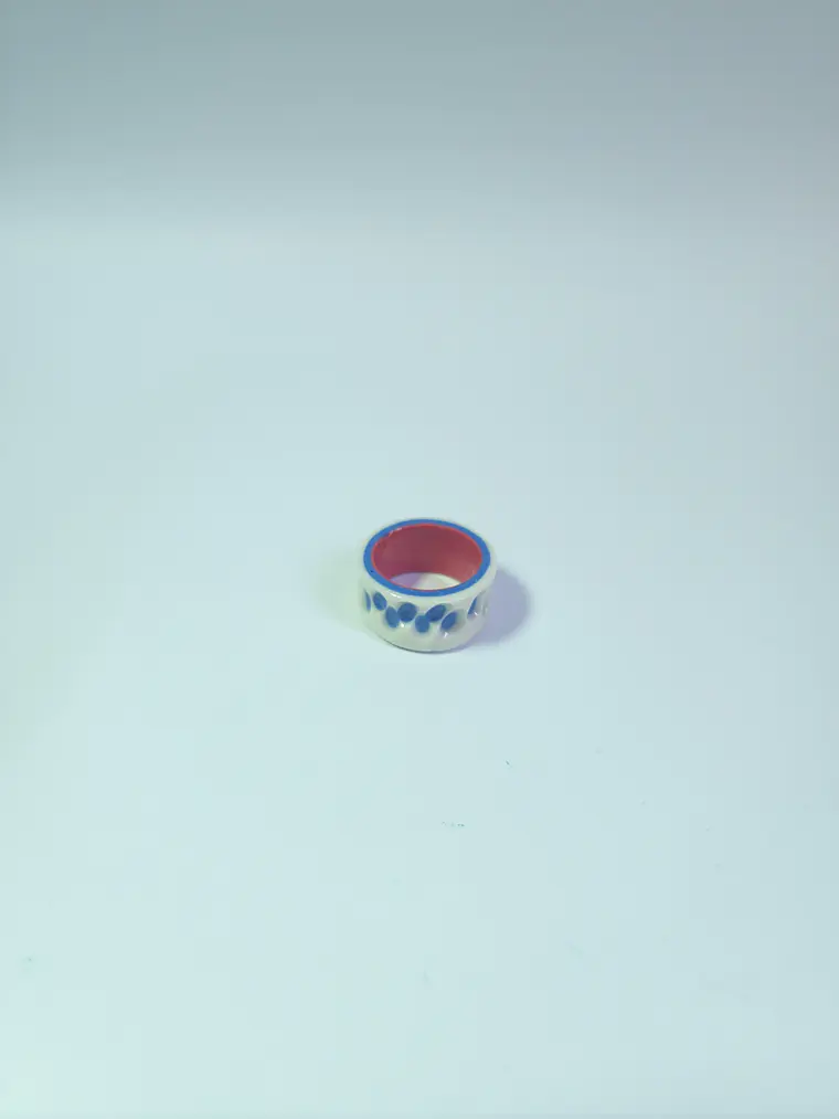 Anillo tallado azul con blanco talla 20 2