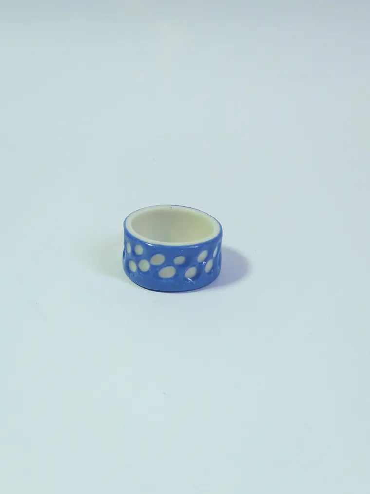 Anillo azul tallado talla 19 1