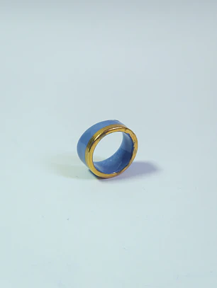 Anillo de porcelana azul talla 18