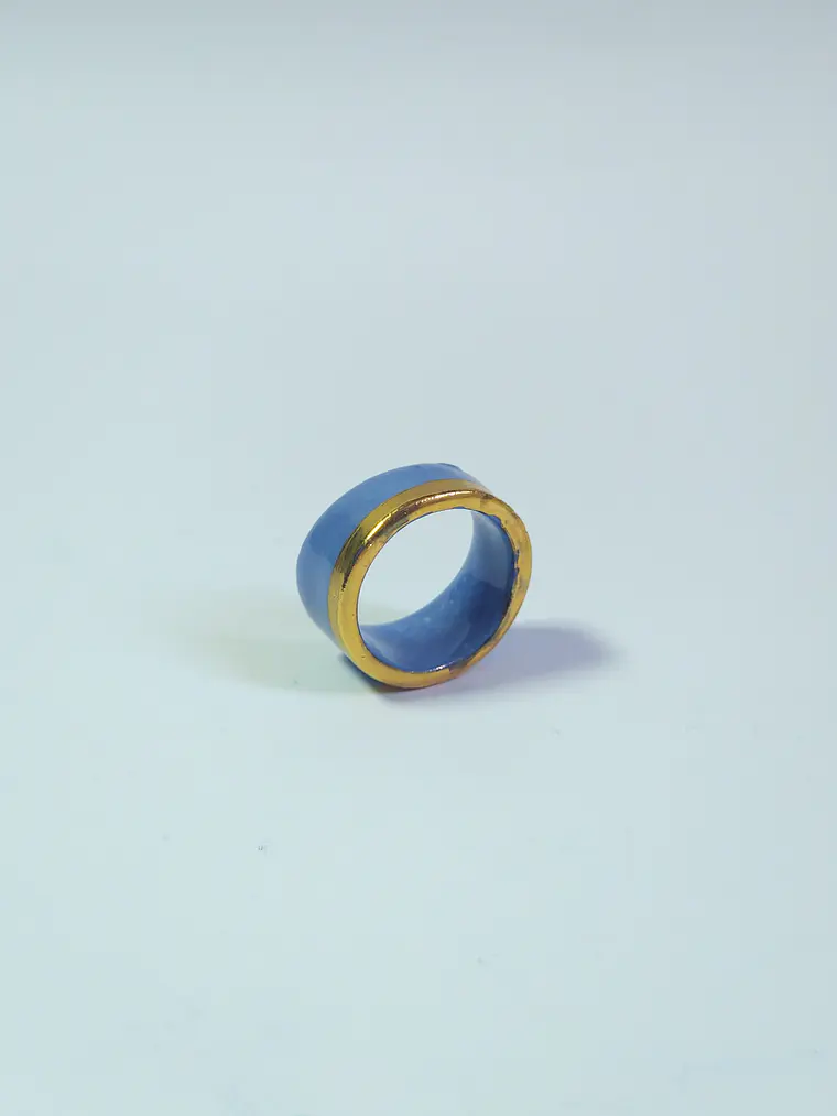 Anillo de porcelana azul talla 18 2