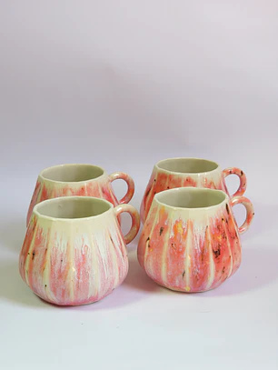 Juego de tazas de porcelana color sandía
