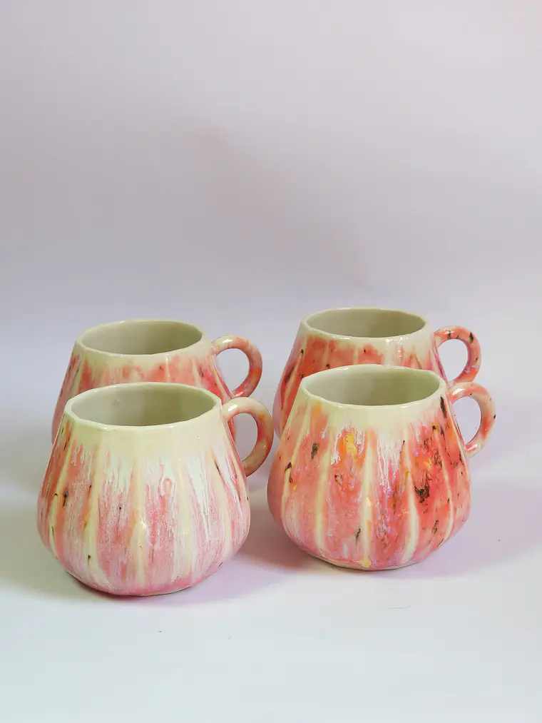 Juego de tazas de porcelana color sandía 1