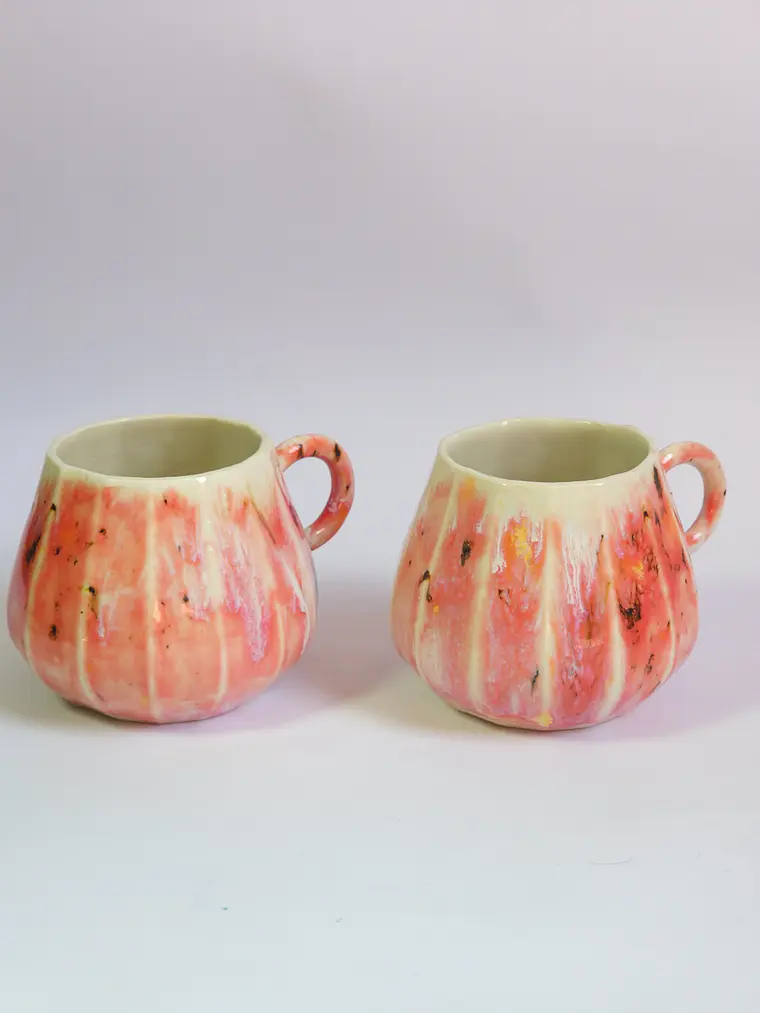 Juego de tazas de porcelana color sandía 3