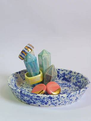 Joyero porcelana cristales azules
