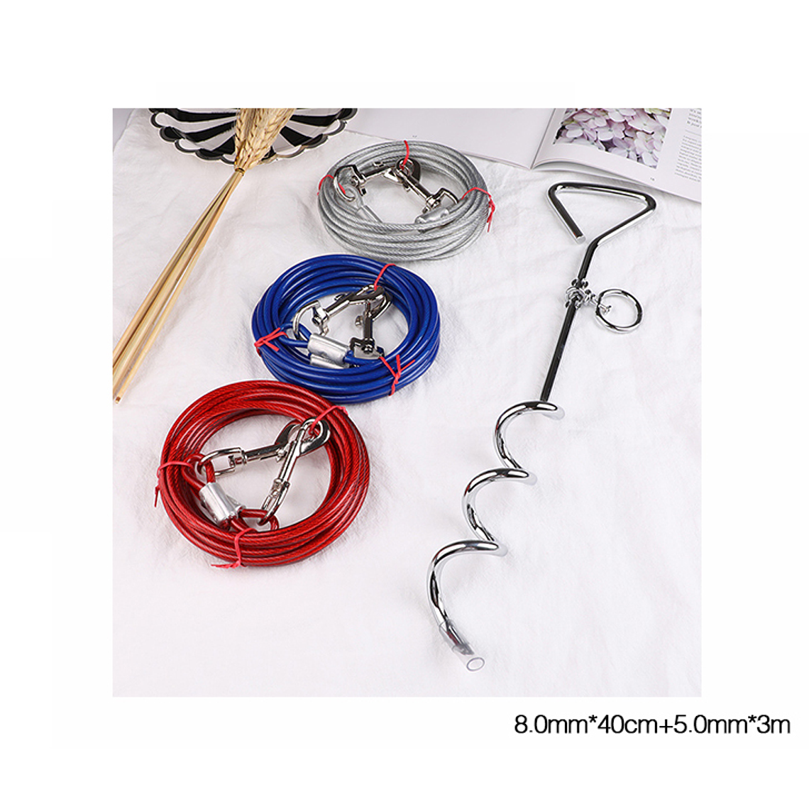 Estaca Para Perros + Cuerda De Alambre 40Cm+3M 1