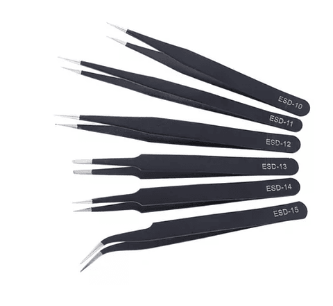 Set de 6 Pinzas de Precisión ESD Reparaciones Electrónicas