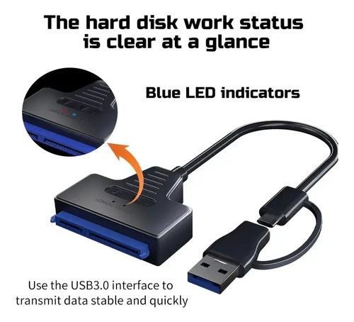 Adaptador Usb 3.0 A Sata Disco Duro Ssd 2.5  Y 3.5  + Fuente 8