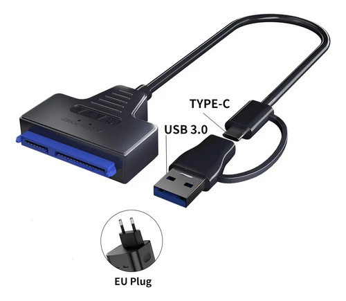 Adaptador Usb 3.0 A Sata Disco Duro Ssd 2.5  Y 3.5  + Fuente 9