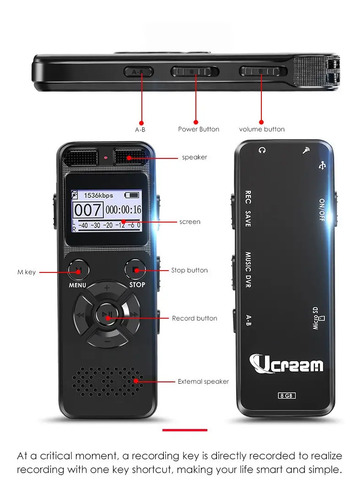 Grabadora Digital Profesional De Voz Sonido 8gb Mp3 4