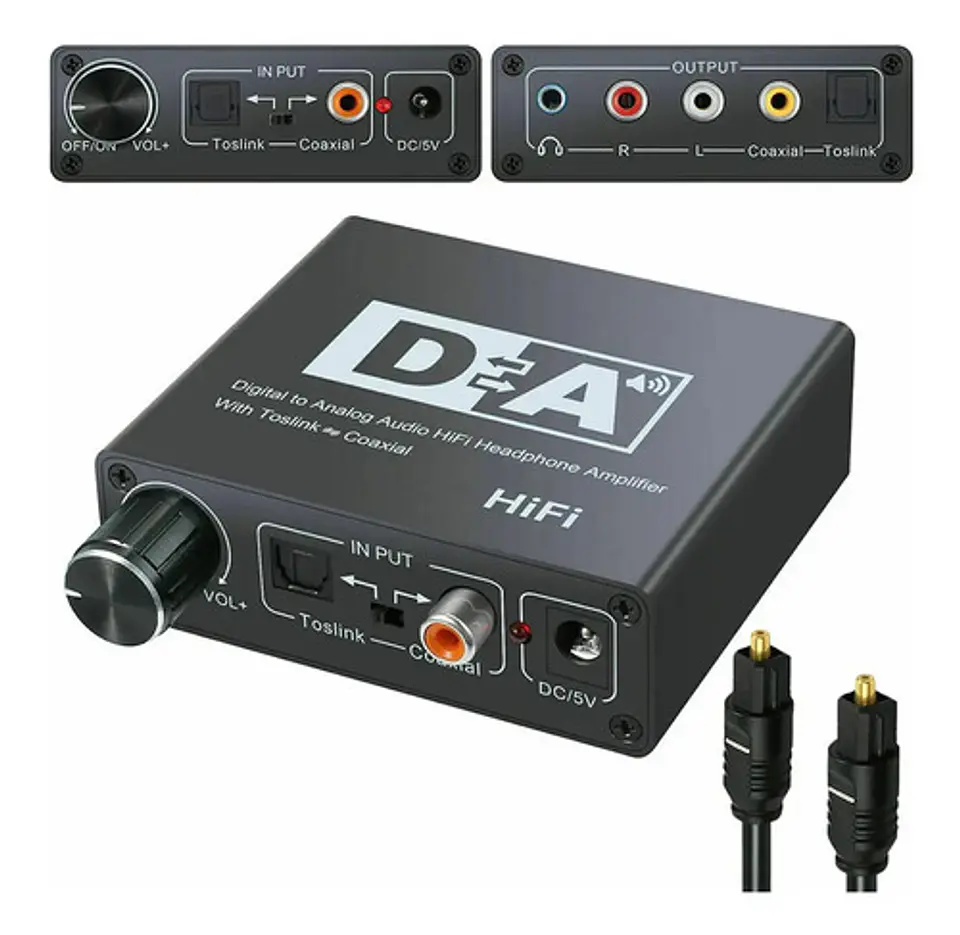 Conversor De Audio Digital Hifi Óptico A Rca Y 3.5mm Metal 2