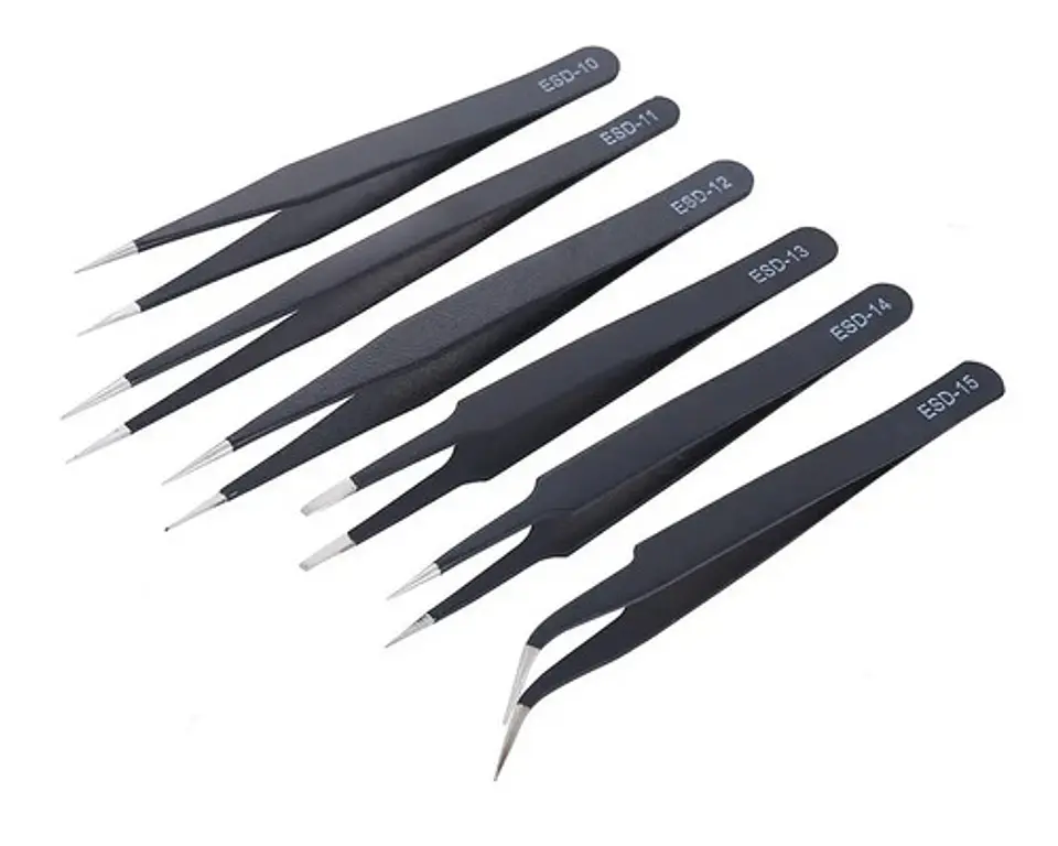 Set De 6 Pinzas Precisión Esd Reparaciones Electrónicas 5