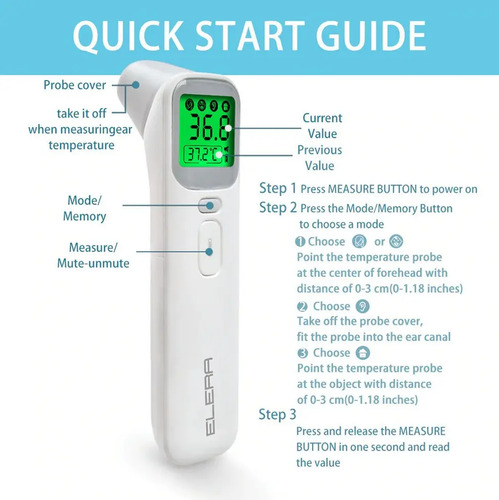 Termómetro Infrarrojo Corporal Elera Aoj-20a Multifuncional 7