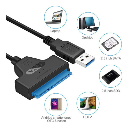 Adaptador Cable Usb 3.0 A Sata 3 Hdd 2.5  22 Pines | Dfast 2
