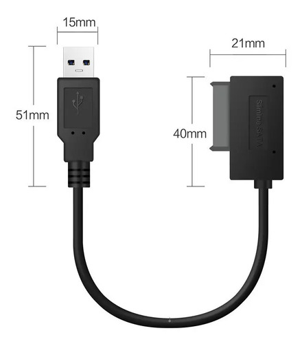 Adaptador Cable Usb 3.0 A Mini Sata Lector Cd Dvd Slimline 7
