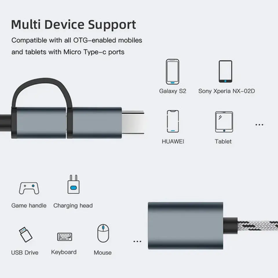 Adaptador Usb Tipo C Y Micro Usb A Usb 3.0 Otg Smartphones 9