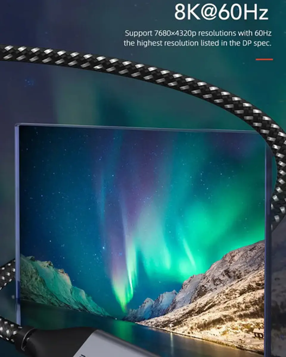 Cable Displayport 1.4v 1m 8k Cabletime Premium 4k 2k 4