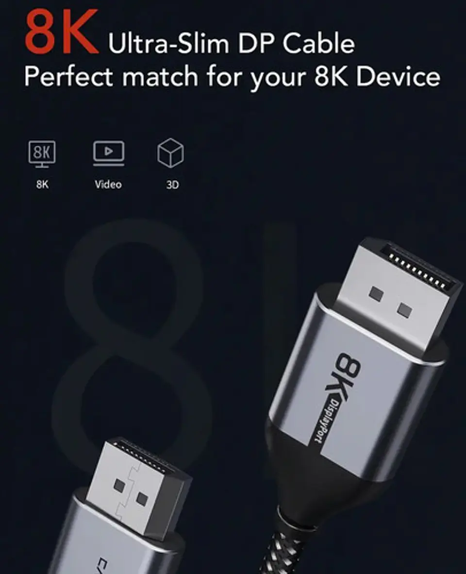 Cable Displayport 1.4v 1m 8k Cabletime Premium 4k 2k 5
