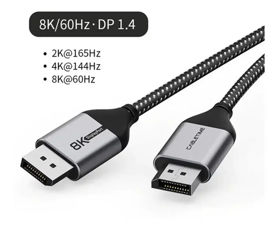 Cable Displayport 1.4v 1m 8k Cabletime Premium 4k 2k 8