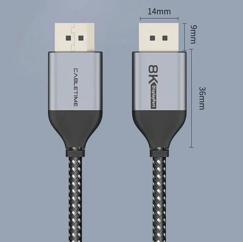Cable Displayport 1.4v 1m 8k Cabletime Premium 4k 2k 9
