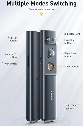 Presentador Diapositivas Baseus Puntero Láser Ppt Usb Usb-c 3