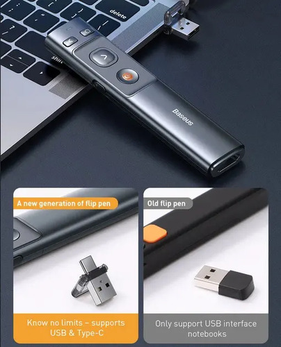 Presentador Diapositivas Baseus Puntero Láser Ppt Usb Usb-c 8