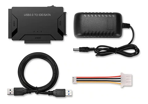 Adaptador Usb 3.0 A Sata E Ide Disco Duro 2.5 Y 3.5 + Fuente