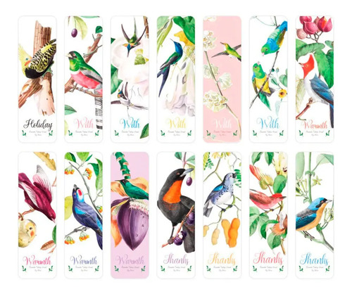 Set 28 Piezas Marcador De Página Libro Birds Aves Dibujos 1