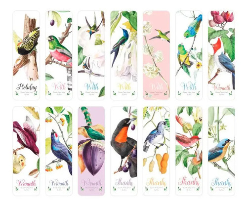 Set 28 Piezas Marcador De Página Libro Birds Aves Dibujos 4
