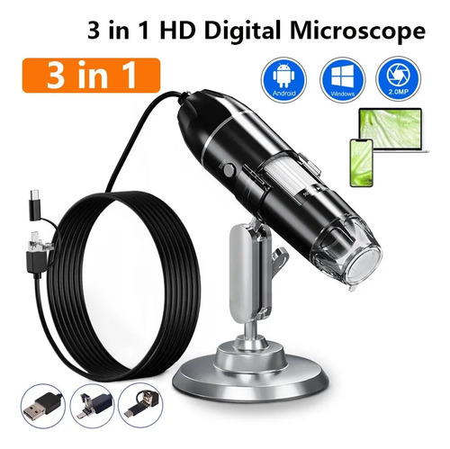 Microscopio Digital Profesional Zhongruiheze 1600x 2.0 Mp Usb Negro 3