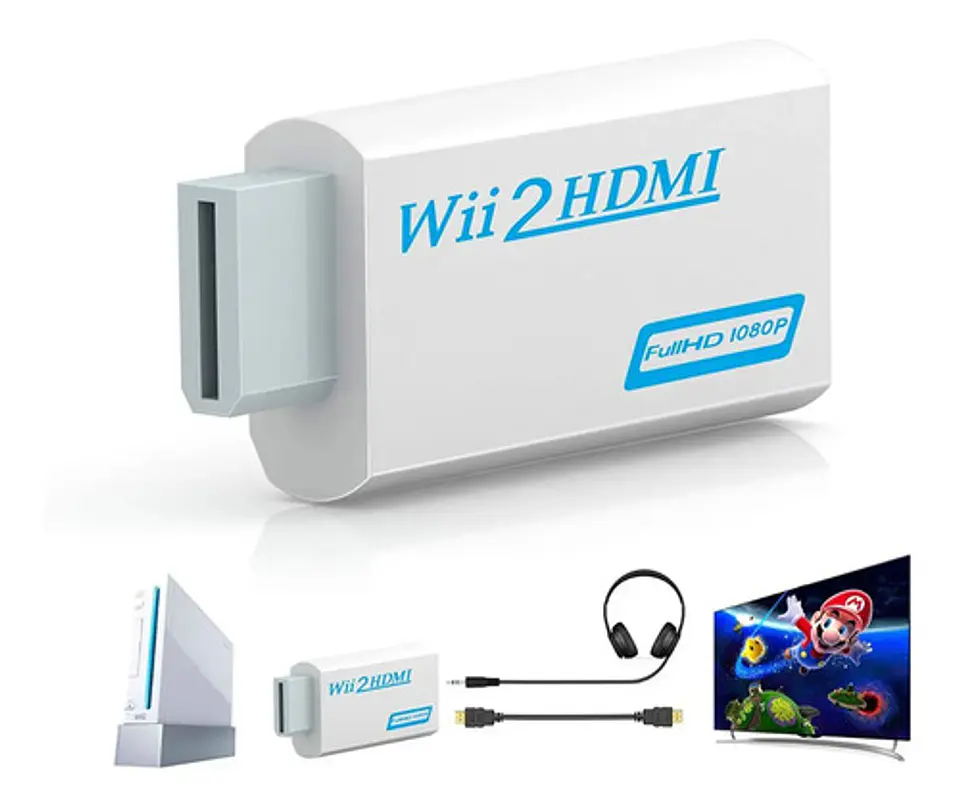 Conversor Adaptador Nintendo Wii A Hdmi Audio 3.5mm 6
