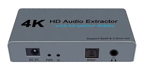 Extractor De Audio Y Splitter Hdmi 1x2 4k Óptico Spdif 3.5mm 1