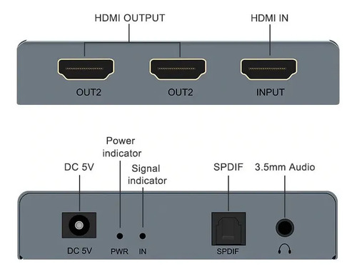 Extractor De Audio Y Splitter Hdmi 1x2 4k Óptico Spdif 3.5mm 6