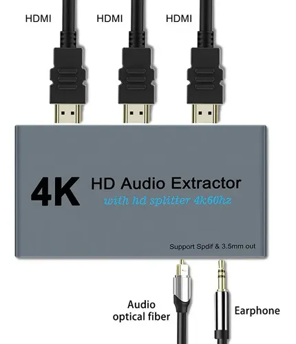 Extractor De Audio Y Splitter Hdmi 1x2 4k Óptico Spdif 3.5mm 7