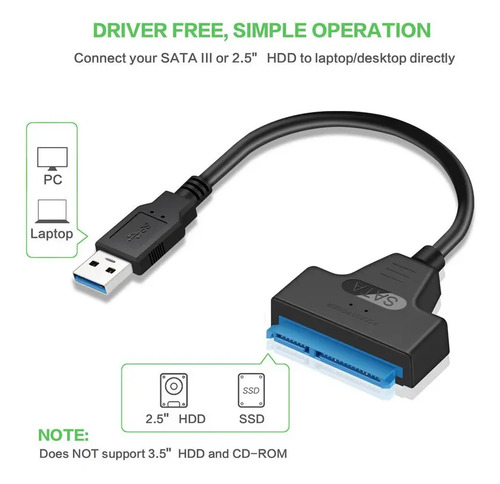 Adaptador Cable Usb 3.0 Y Usb-c A Sata 3 Hdd 2 En 1 7