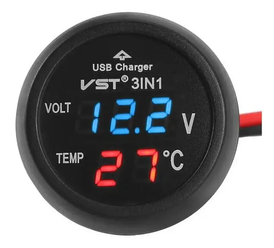 Termómetro Y Voltimetro Digital Automóvil 12 Y 24 V 1