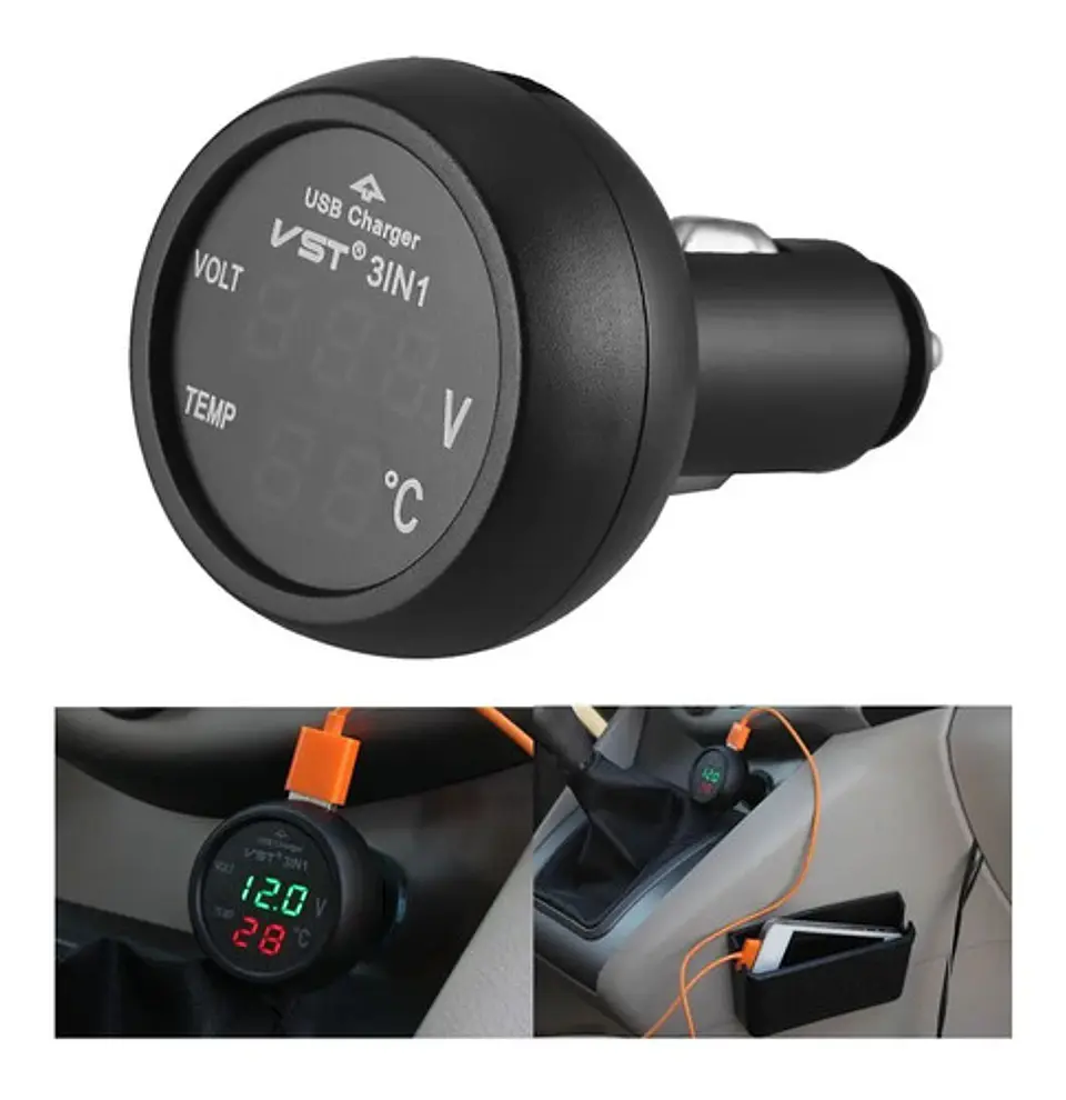 Termómetro Y Voltimetro Digital Automóvil 12 Y 24 V 5