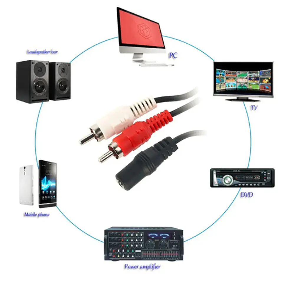Adaptador De Conectores Audio Estéreo Rca A 3.5mm 6