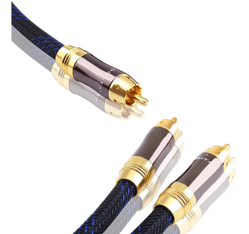 Cable Rca Para Subwoofer En Y 2 Metros Blindado Audio Hifi  2