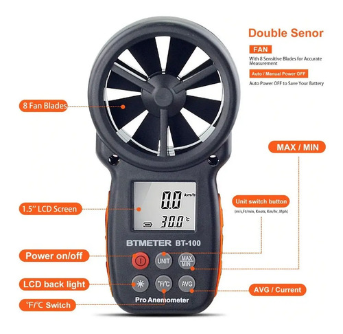 Anemómetro Digital Btmeter Bt-100 2