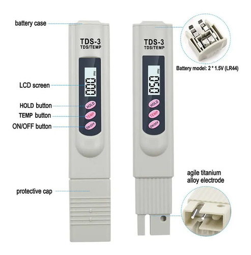 Medidor Tds Calidad Pureza Del Agua Temperatura Solidos Ppm 7