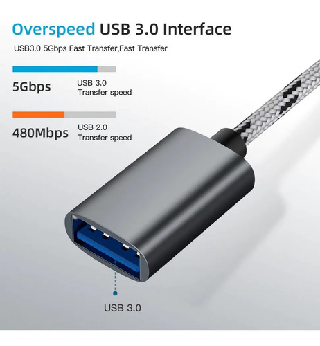 Adaptador Cable Usb 3.1 Tipo C A Usb 3.0 Celular| Dfast 5