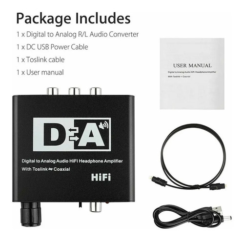 Conversor De Audio Hifi Digital Óptico A Rca Y 3.5mm 9