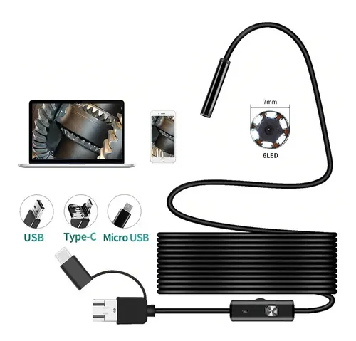 Cámara Endoscópica Flexible 1.5m Usb Tipo C Android Led 3