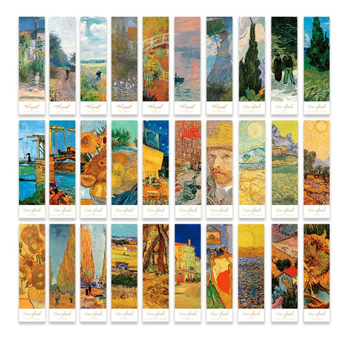 Set 30 Piezas Marcador De Página Libro Van Gogh Y Monet 1