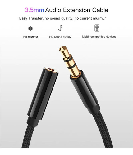 Cable Alargador Extension 3 Metros Audifonos 3.5mm 4