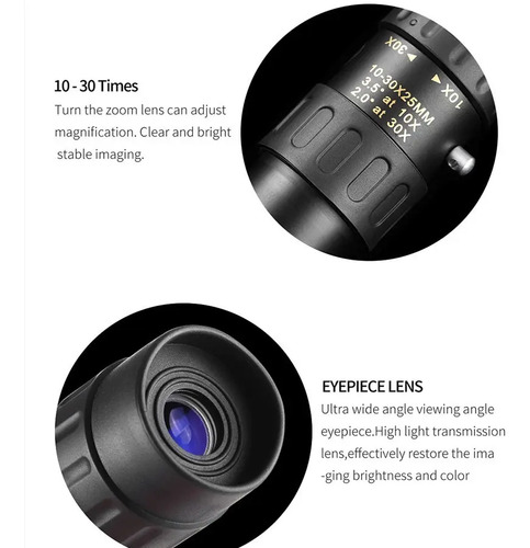 Monocular Largo Alcance 10-30x25 Enfoque Variable + Estuche 8
