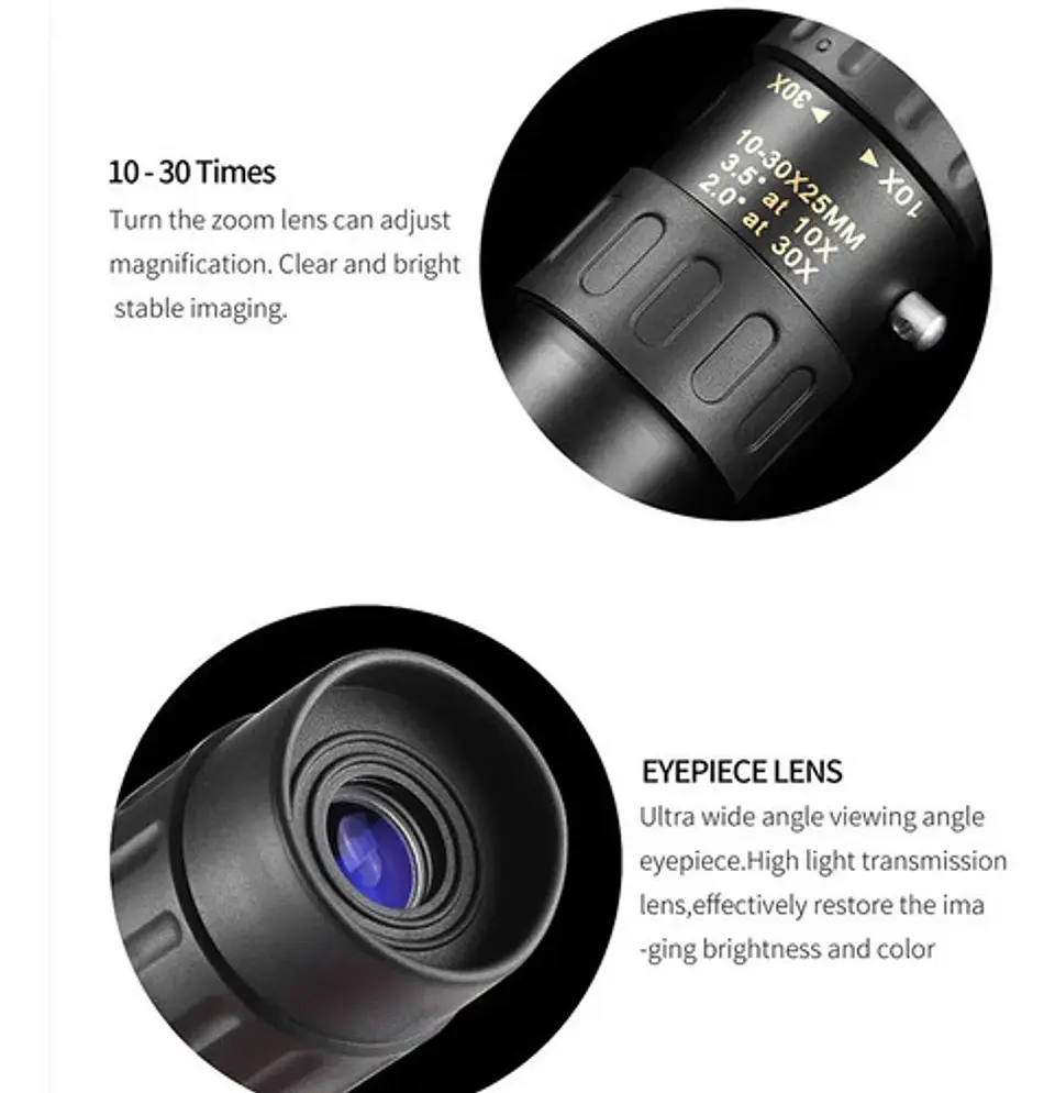 Monocular Largo Alcance 10-30x25 Enfoque Variable + Estuche 8