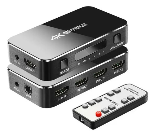 Switch Hdmi 2.0b 4x1 4k Con Extractor De Audio Arc Hdr 10 1