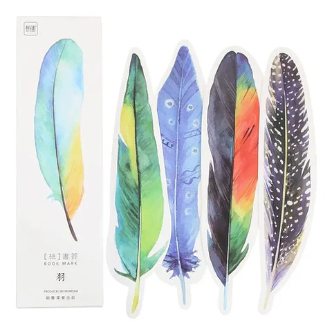 Set 30 Piezas Marcador De Página Libro Diseño Plumas De Aves